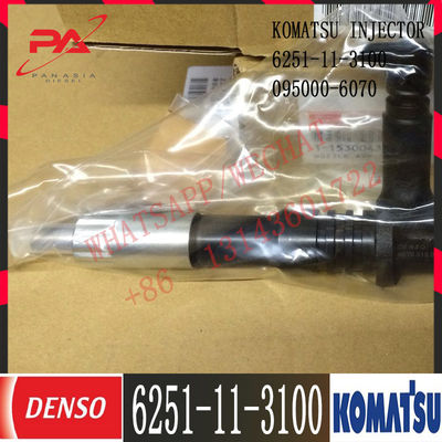6251-11-3100 Komatsu Diesel PC400-8 6D125E Engine Fuel Injector 6251-11-3100 095000-6070
